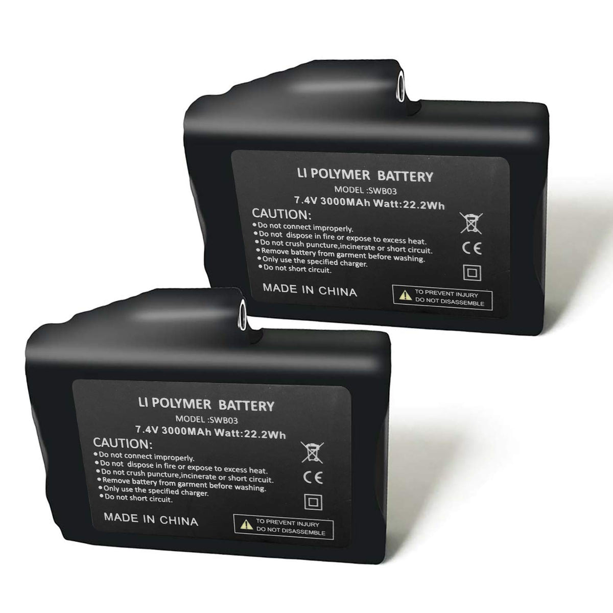Sun Will 7.4V 3000mAh battery pack front view powering heated gloves.