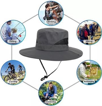 Wide brim protecting head and neck during outdoor activities