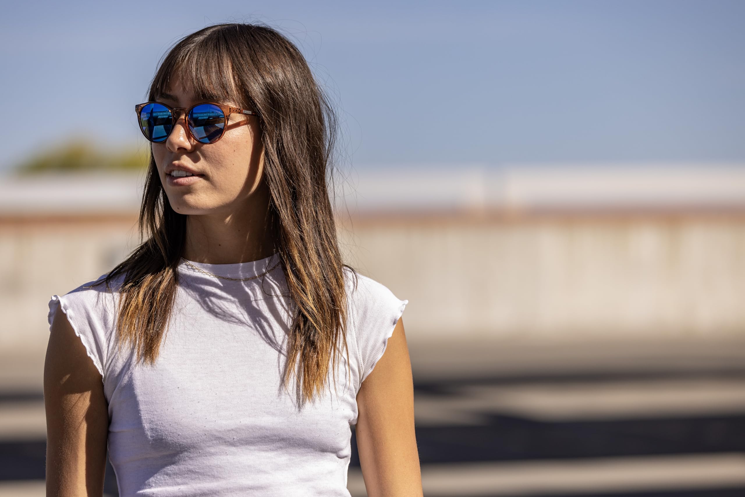 Suncloud Metric with purple mirror lenses enhances contrast for sunny days