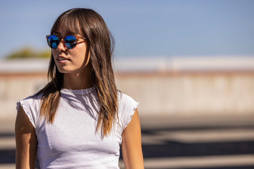 Suncloud Metric with purple mirror lenses enhances contrast for sunny days