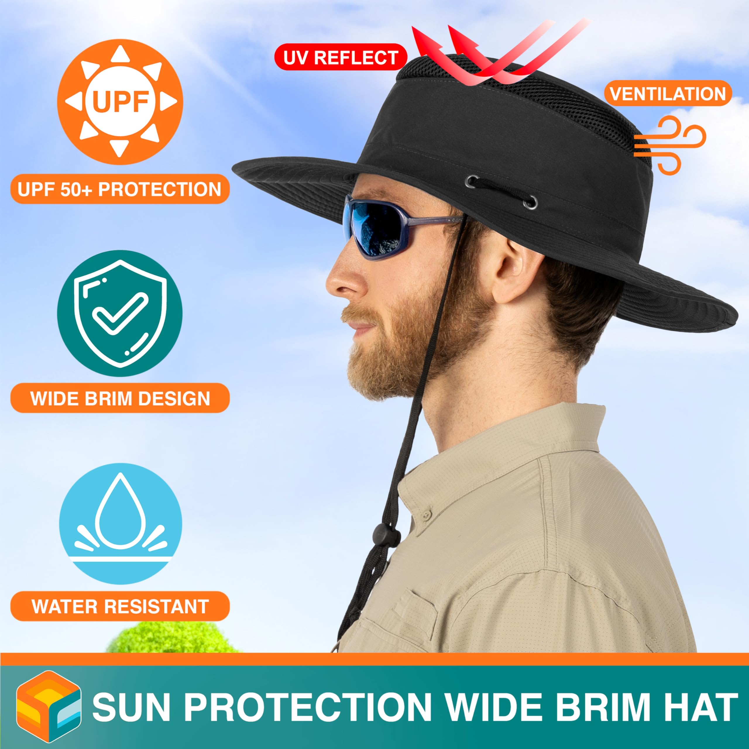SUN CUBE UPF 50+ protection shields face and neck on sunny excursions