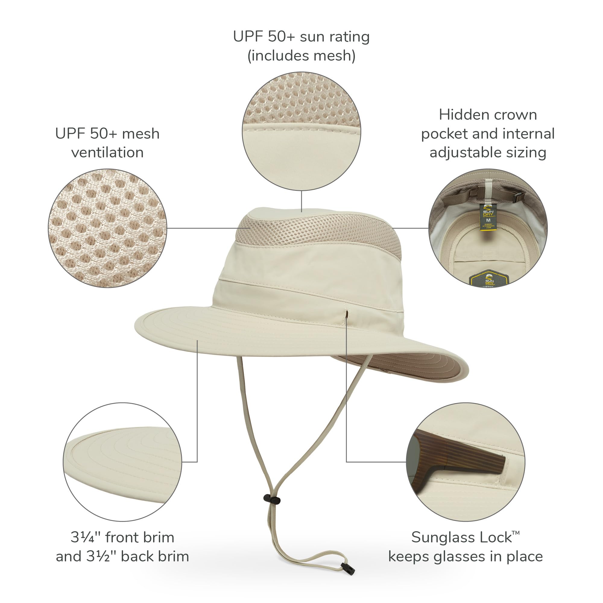 Sunday Afternoons Charter Hat side ventilation shows breathable mesh panels for hot days.
