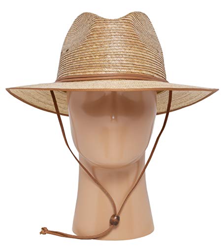 Close-up of caramel Islander Hat straw texture and brim