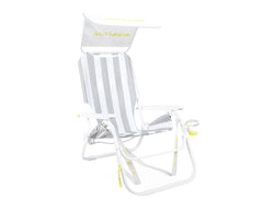 SUNFLOW Shore Thing chair opened full size on sand for comfort.