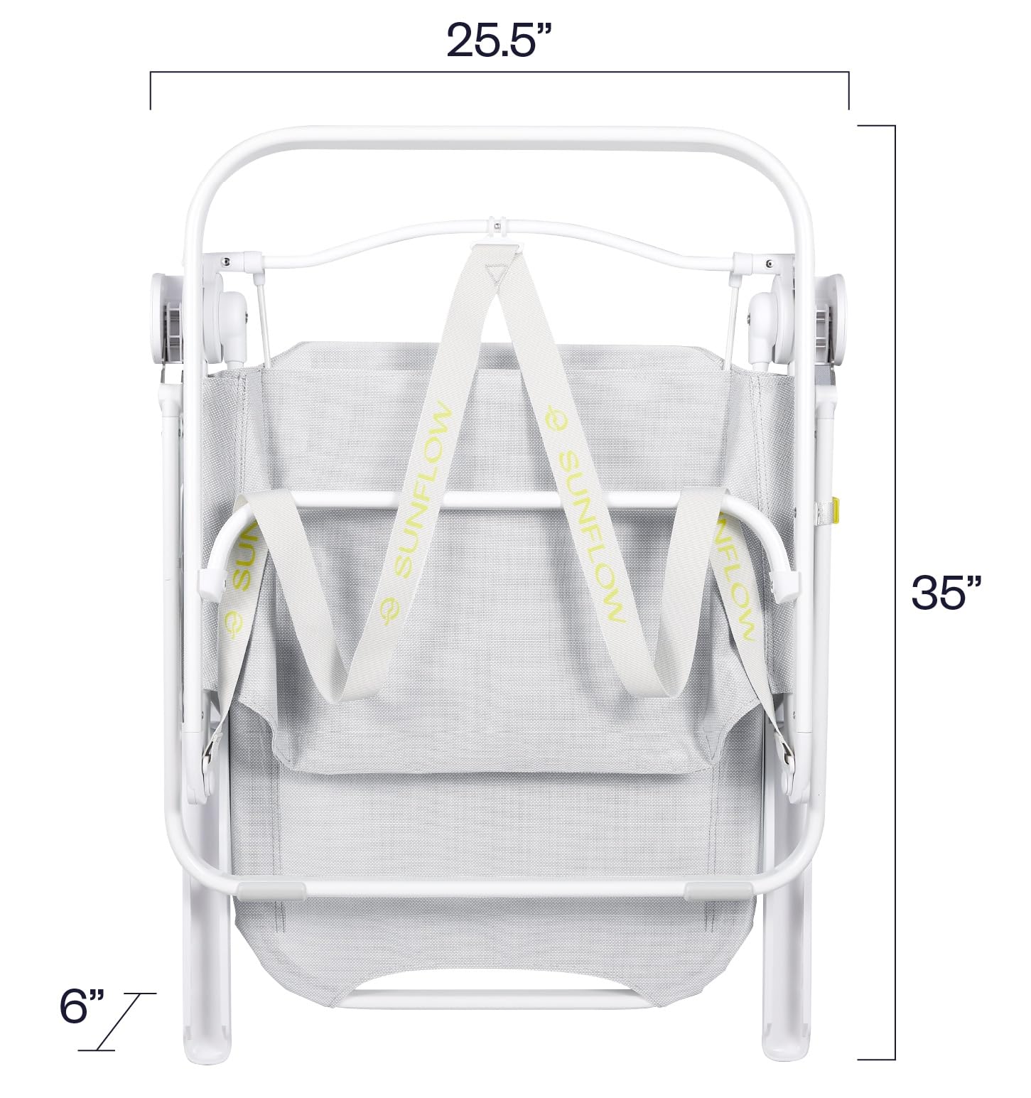 SUNFLOW Tall Sand Dune Chair UPF-50 sunshade protects during beach days.