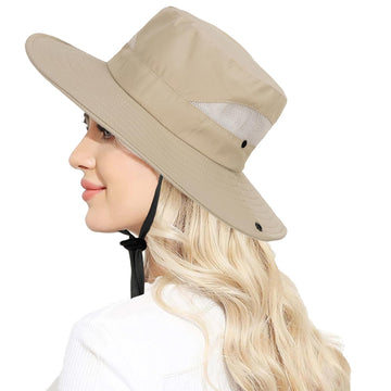 Folded lightweight sun hat for travel in dark beige