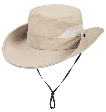 Chin strap and buckle for secure fit on sun hat