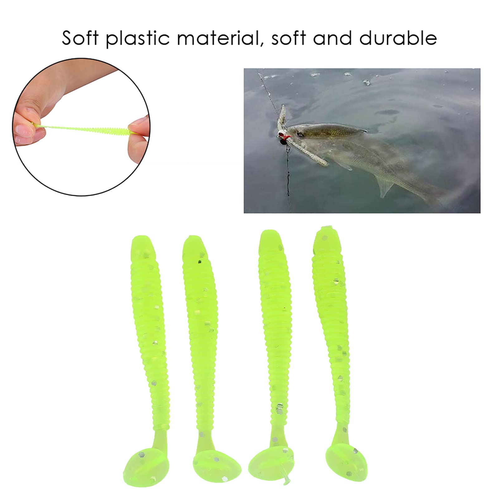 Sunicon bass worm bait in action excites predatory fish