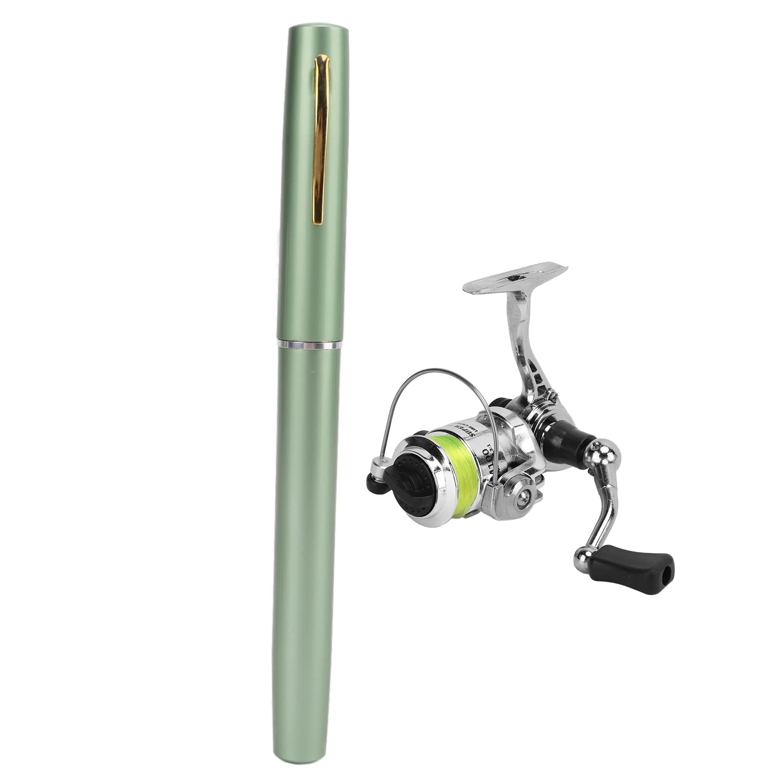 Sunicon fishing rod reel combo green shows portable pocket ready design.