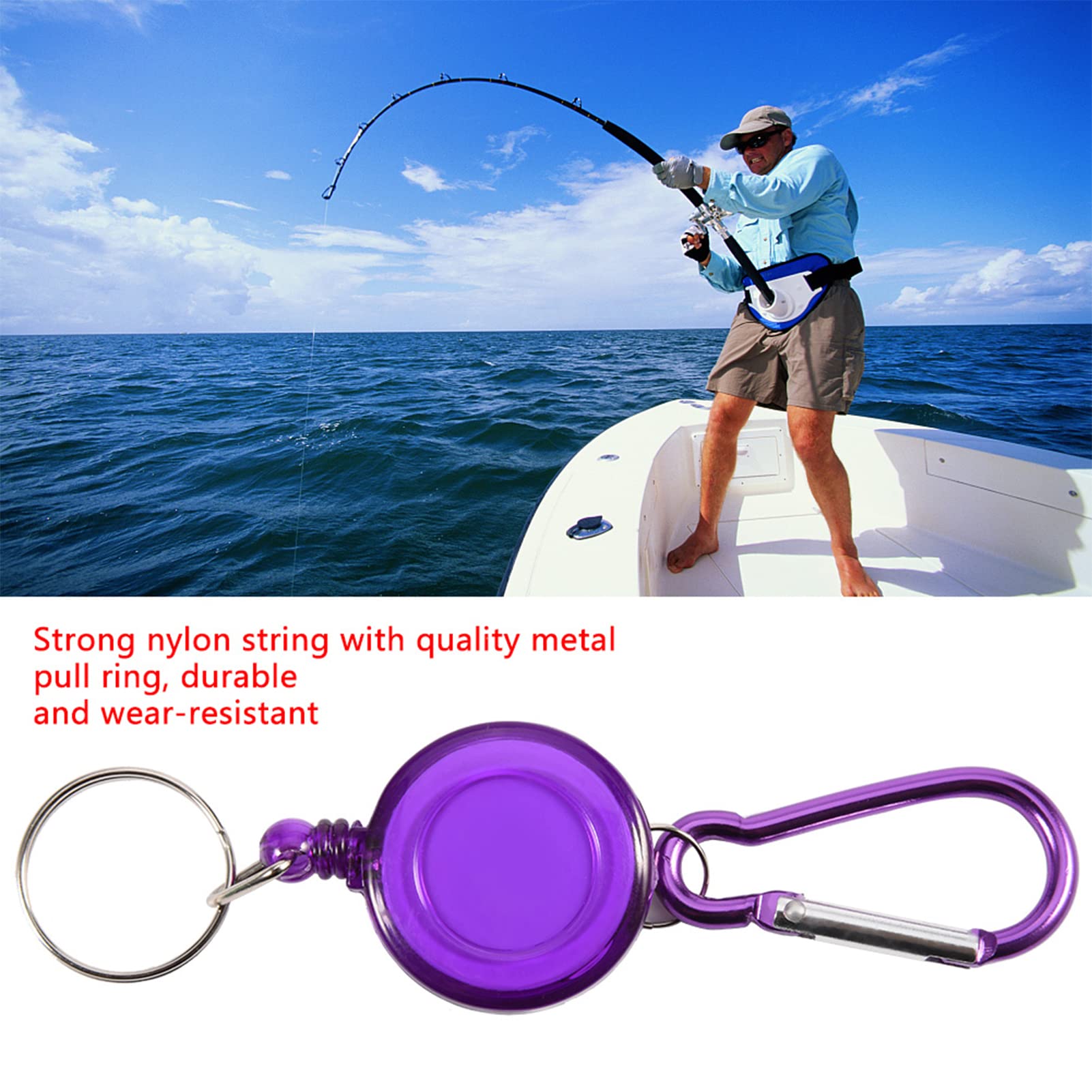 Sunicon nylon cord retractor with metal pull ring for outdoor durability.