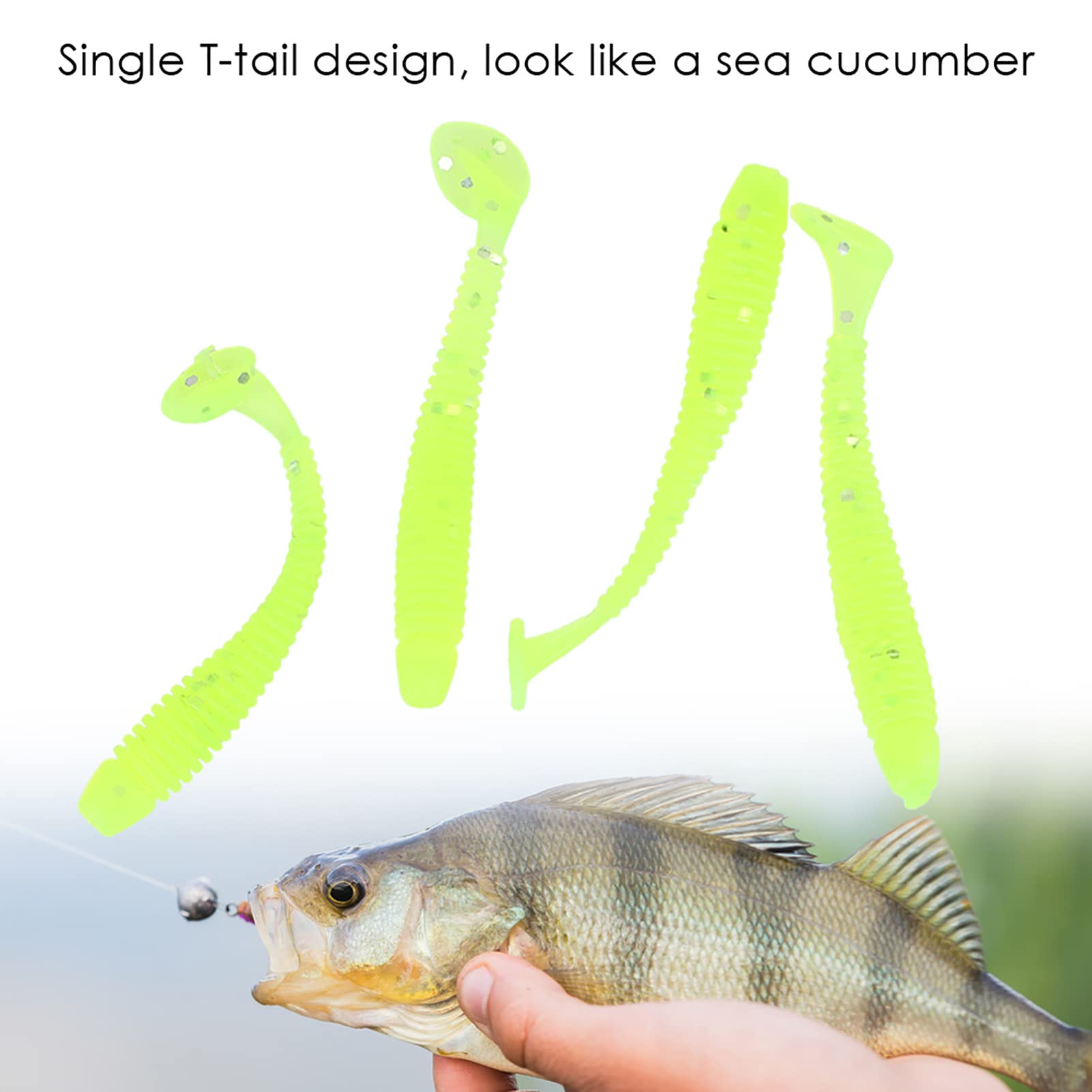Sunicon soft-plastic T-tail worm highlights lifelike action to attract bites