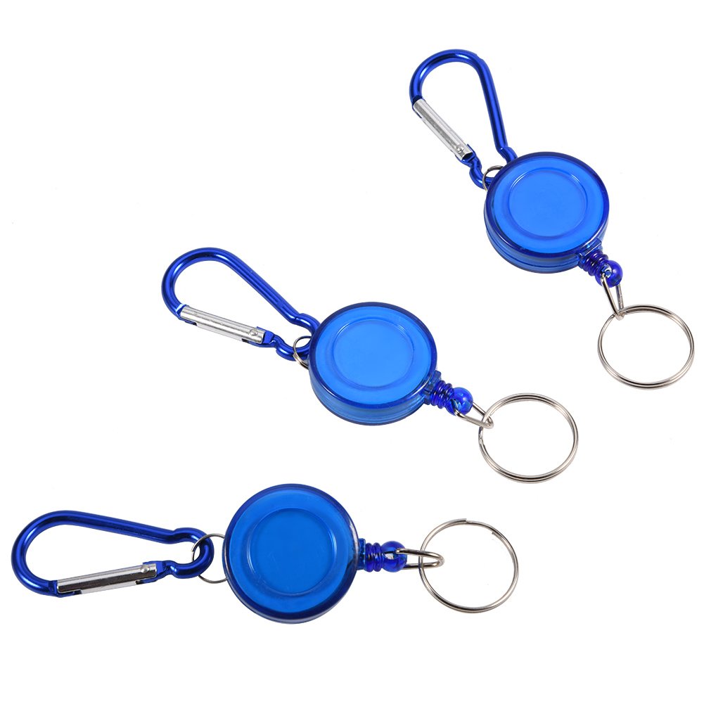Sunicon zinger retractors close-up in blue showing quick tool access.