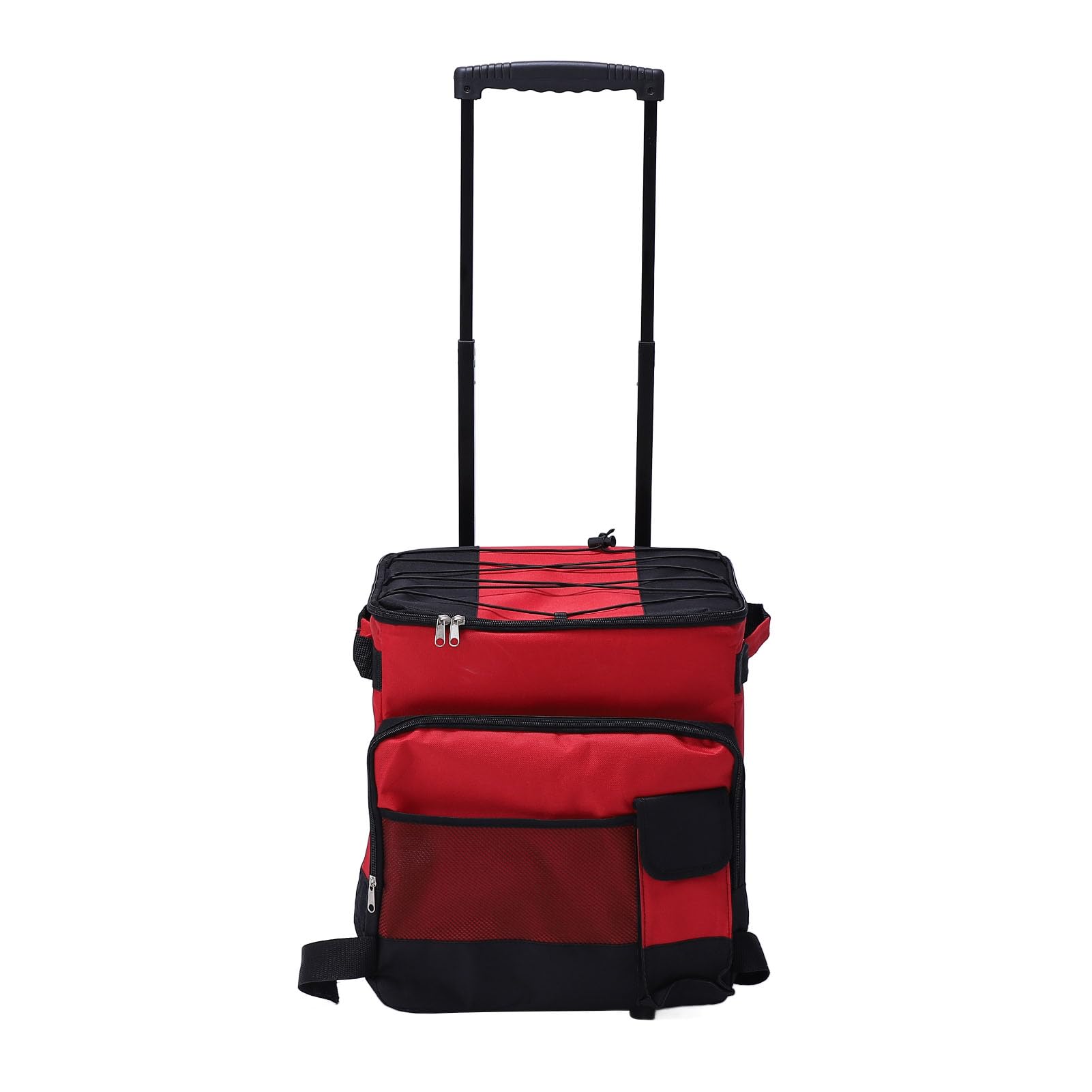 Sunisfa Rolling Cooler 43L front view in red for portable camping beverages.