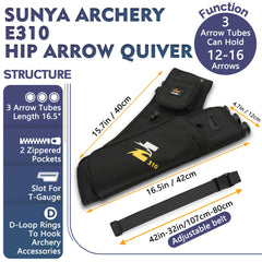 SUNYA hip quiver belt with D-loop for secure accessory hooks during field sessions