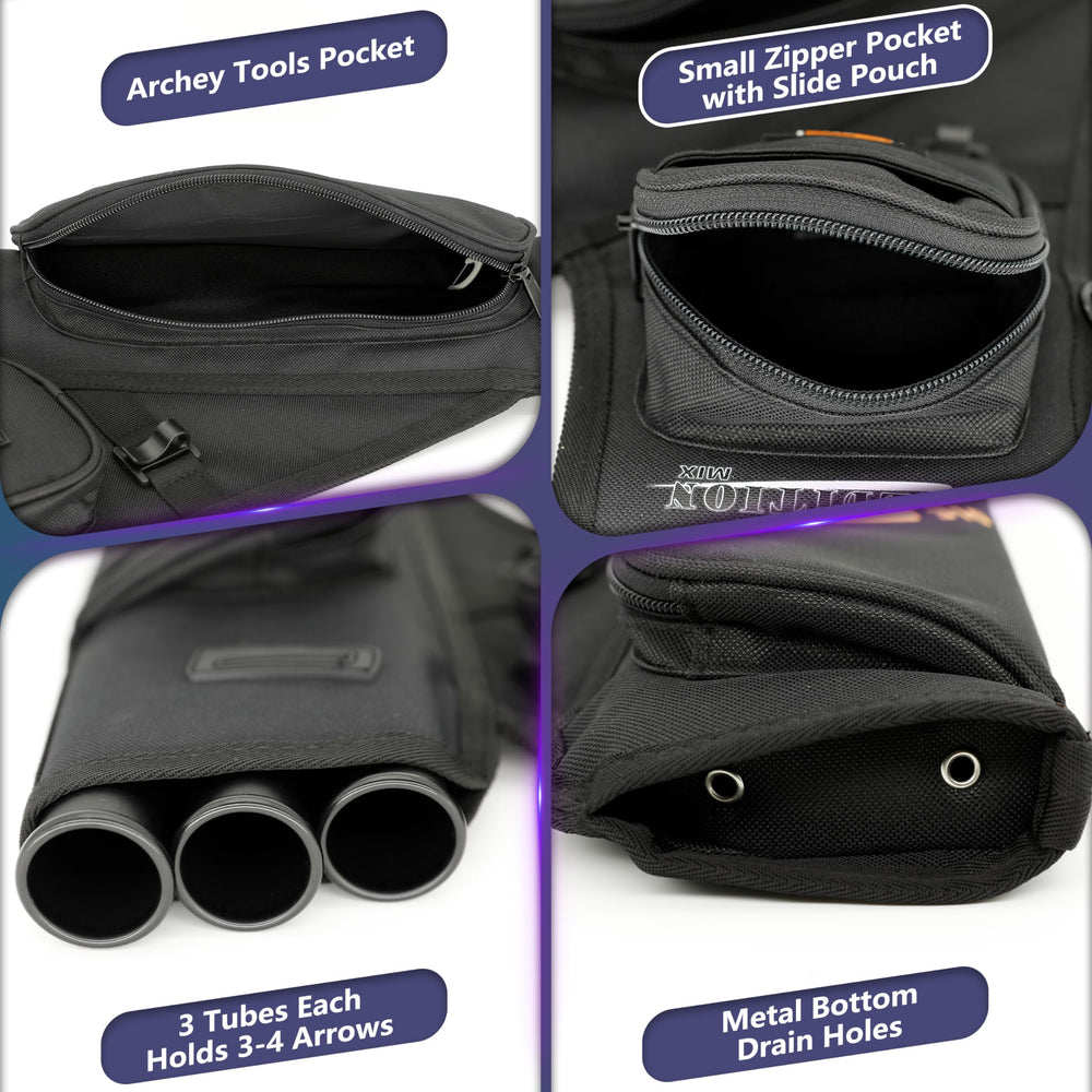 SUNYA Archery Hip Quiver bottom drain holes help water escape after rain or dew