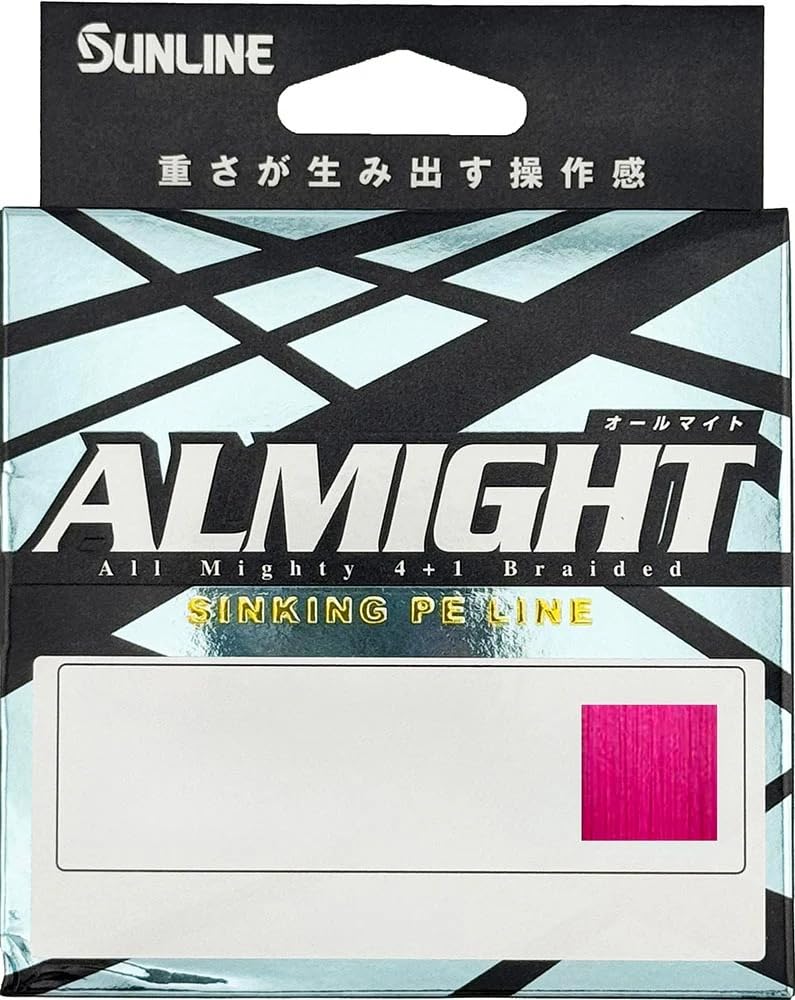 Sunline Almight pink 13lb braid spool for precise lure control in low light.