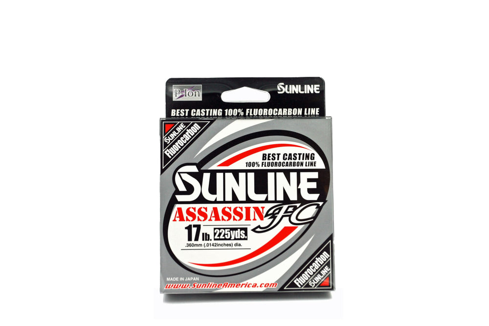 Sunline Assassin FC fishing line, 17 lb, 225 yd, clear—nearly invisible underwater for stealthy presentations