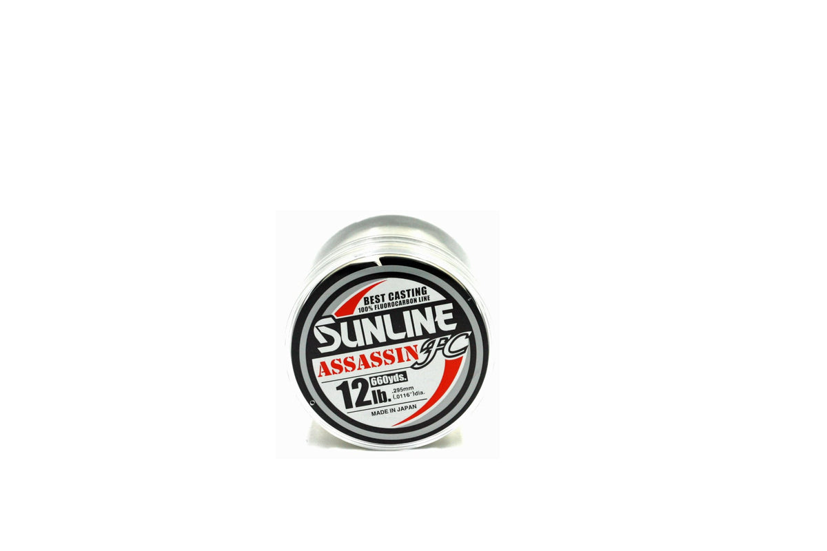Sunline Assassin FC fishing line, clear color, nearly invisible underwater for stealth presentations