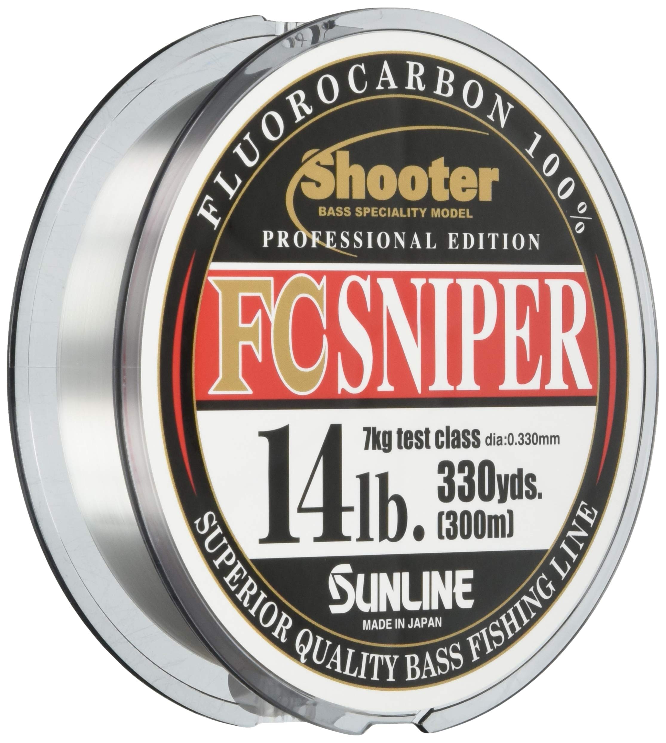 Sunline Fluorocarbon Line Shooter Sniper on reel in natural clear for stealthy casting.