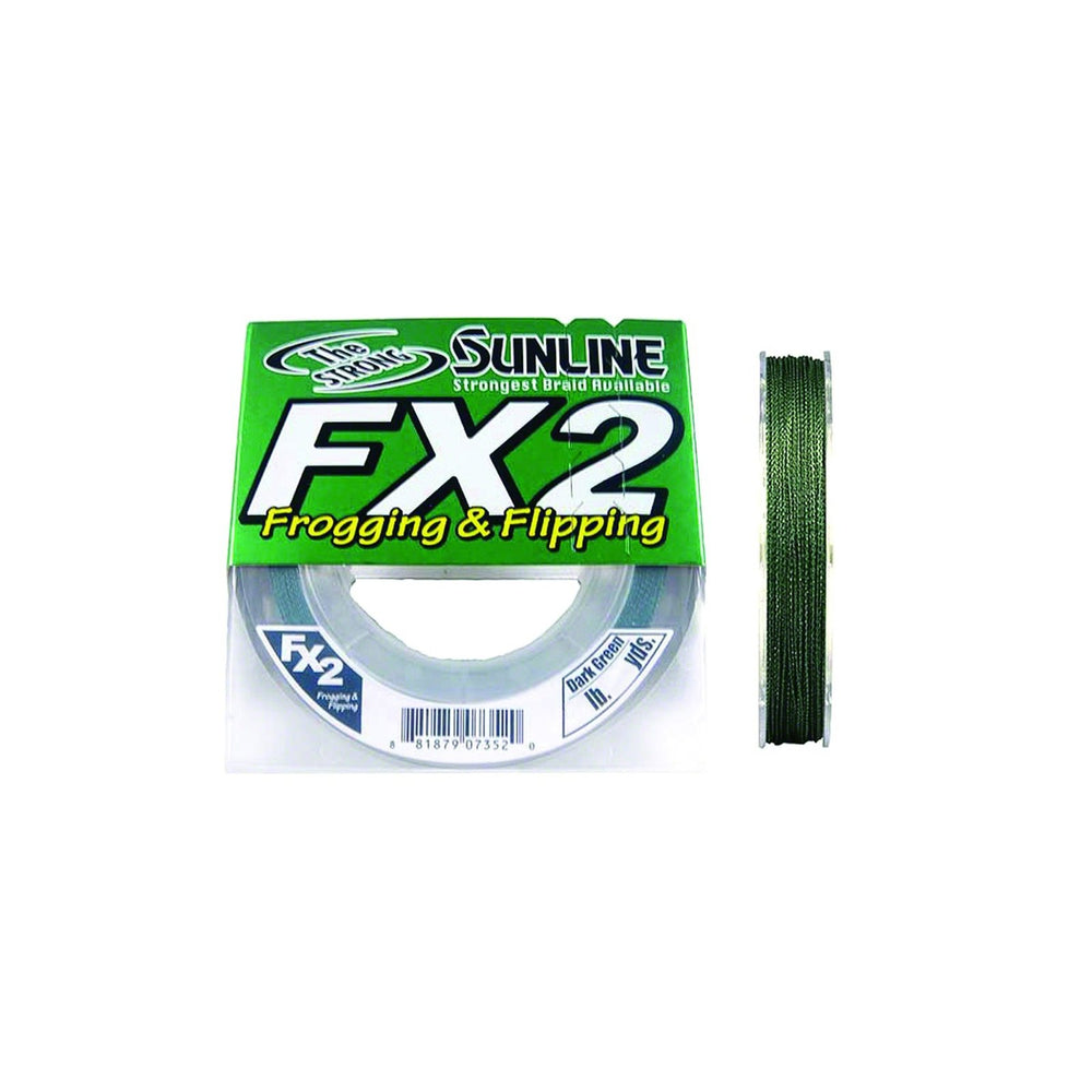 Sunline FX braid dark green spool showing smooth profile for reliable casting