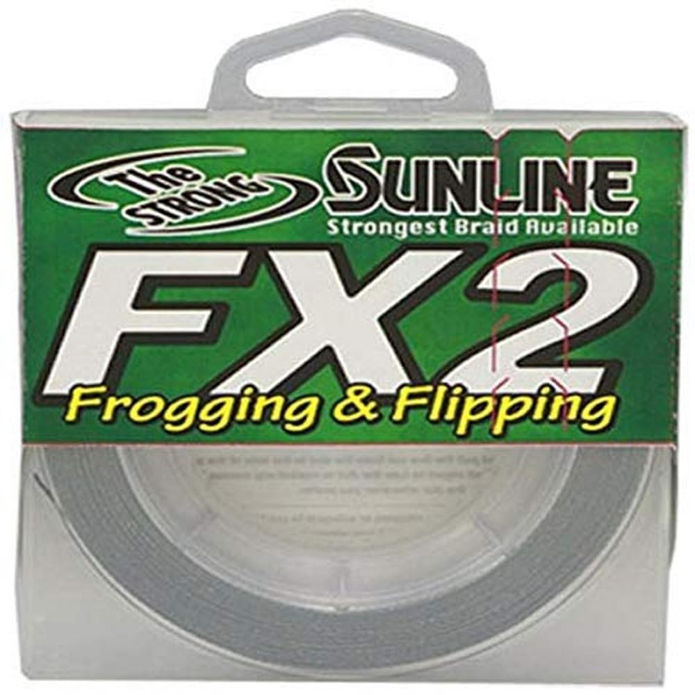 Sunline FX braid fishing line dark green highlighting abrasion resistance and smooth casting.