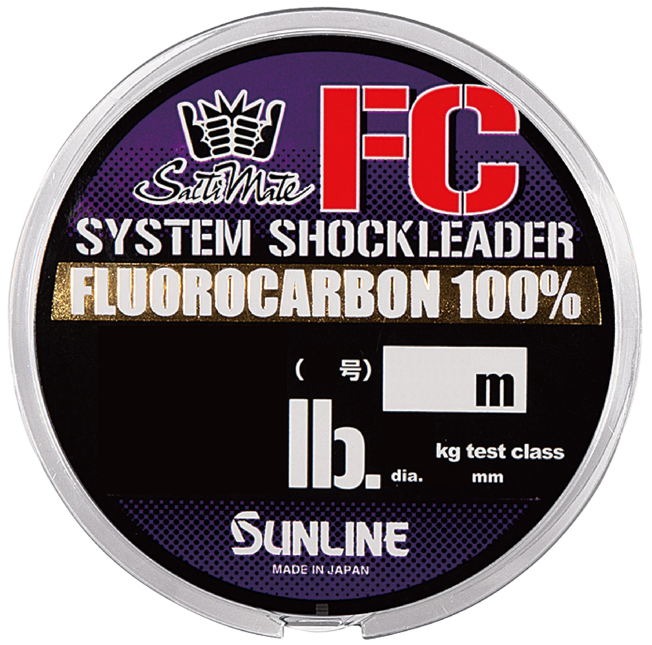 Sunline Harris Saltimate System Shock Reader 80lb spool shows clear fluorocarbon and abrasion resistance.