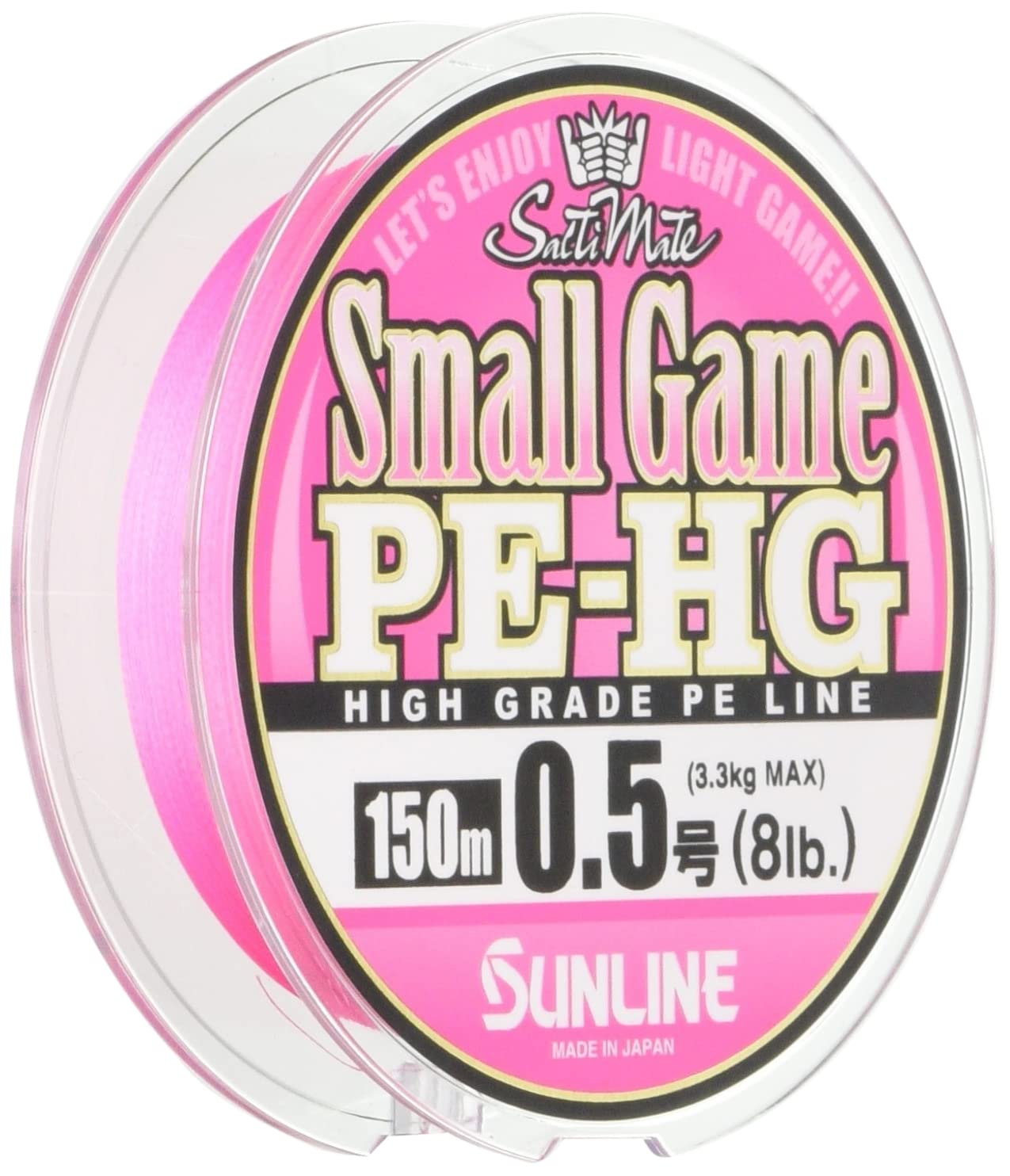 Sunline Saltimate small game HG 150m pink spool for long casts and sensitivity.