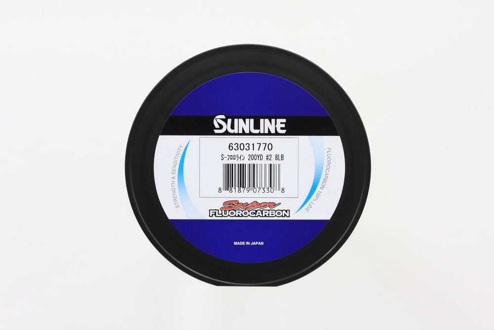 Sunline Super Fluorocarbon line, 200 yards, offers durable abrasion resistance for long-lasting fishing.
