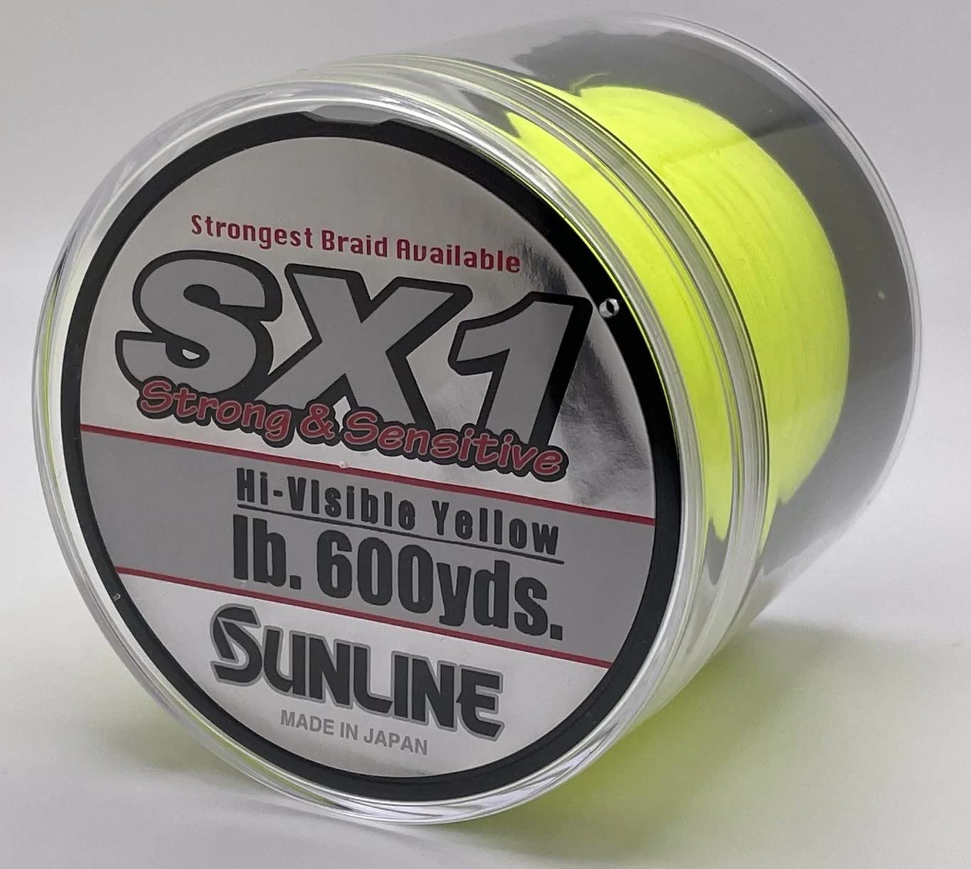 Sunline SX1 hi-visible yellow fishing line, 600yd, 10lb test, enhances visibility and control