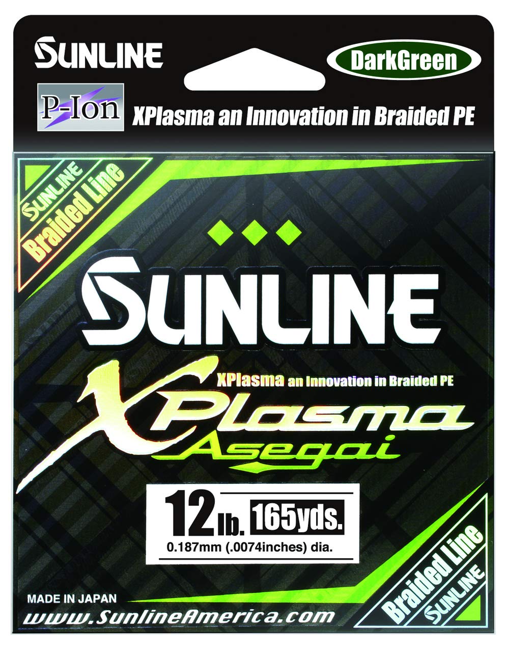 Sunline Xplasma Asegai dark green fishing line, ideal for long casts and reliable strength.