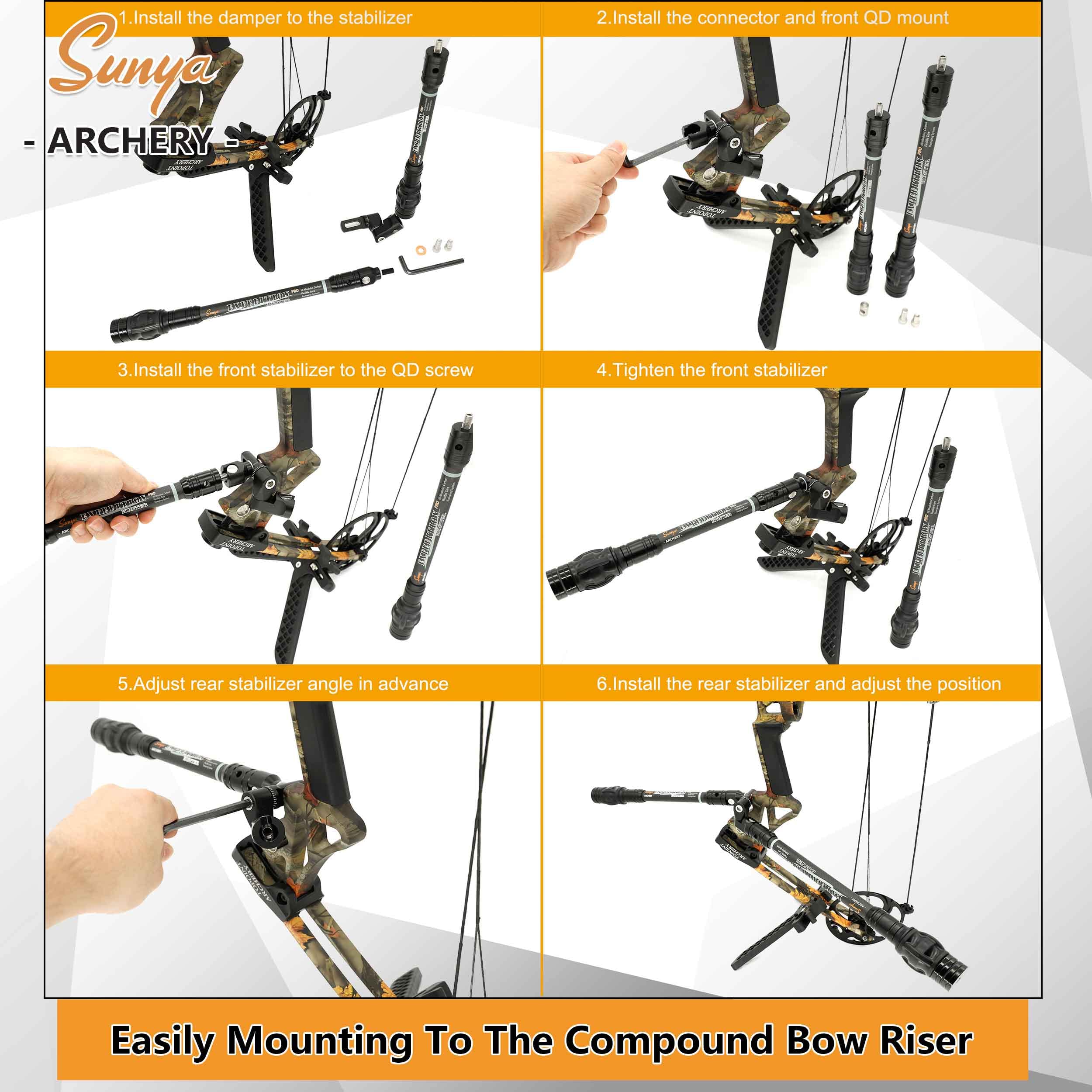 SUNYA Archery aluminum matte black finish highlights durable, lightweight construction for extended practice.
