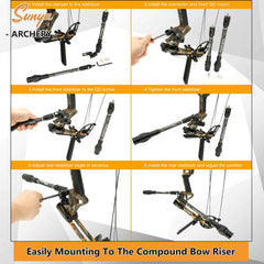 SUNYA Archery aluminum matte black finish highlights durable, lightweight construction for extended practice.