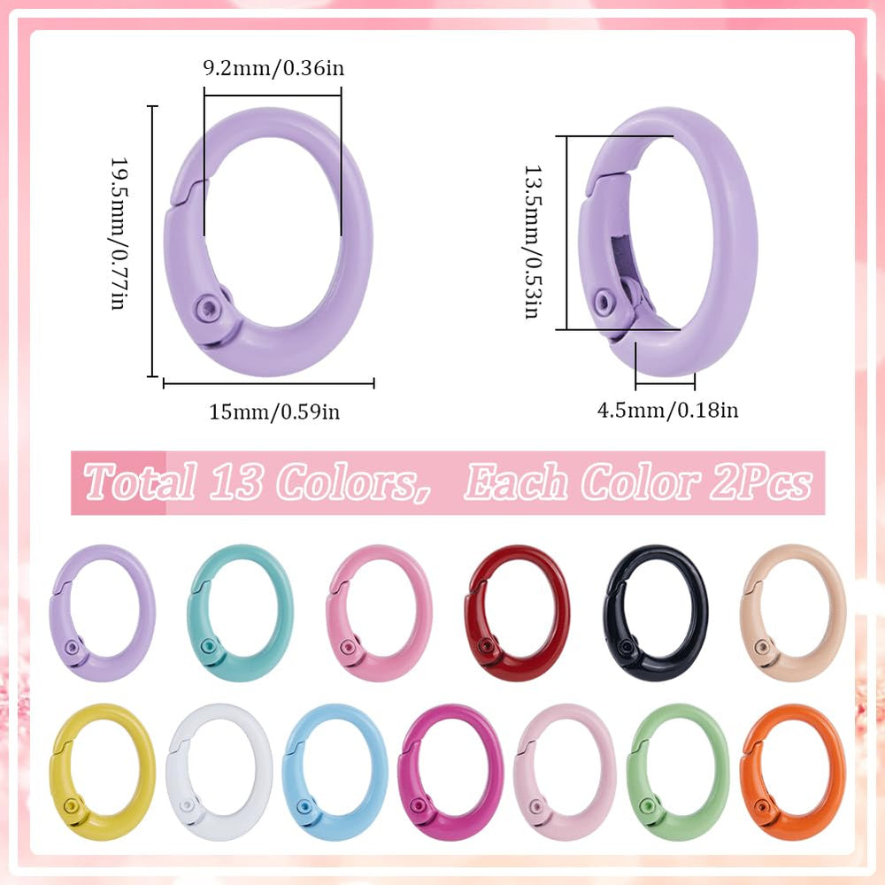 Sunnyclue 26-piece oval ring clips ready for DIY projects
