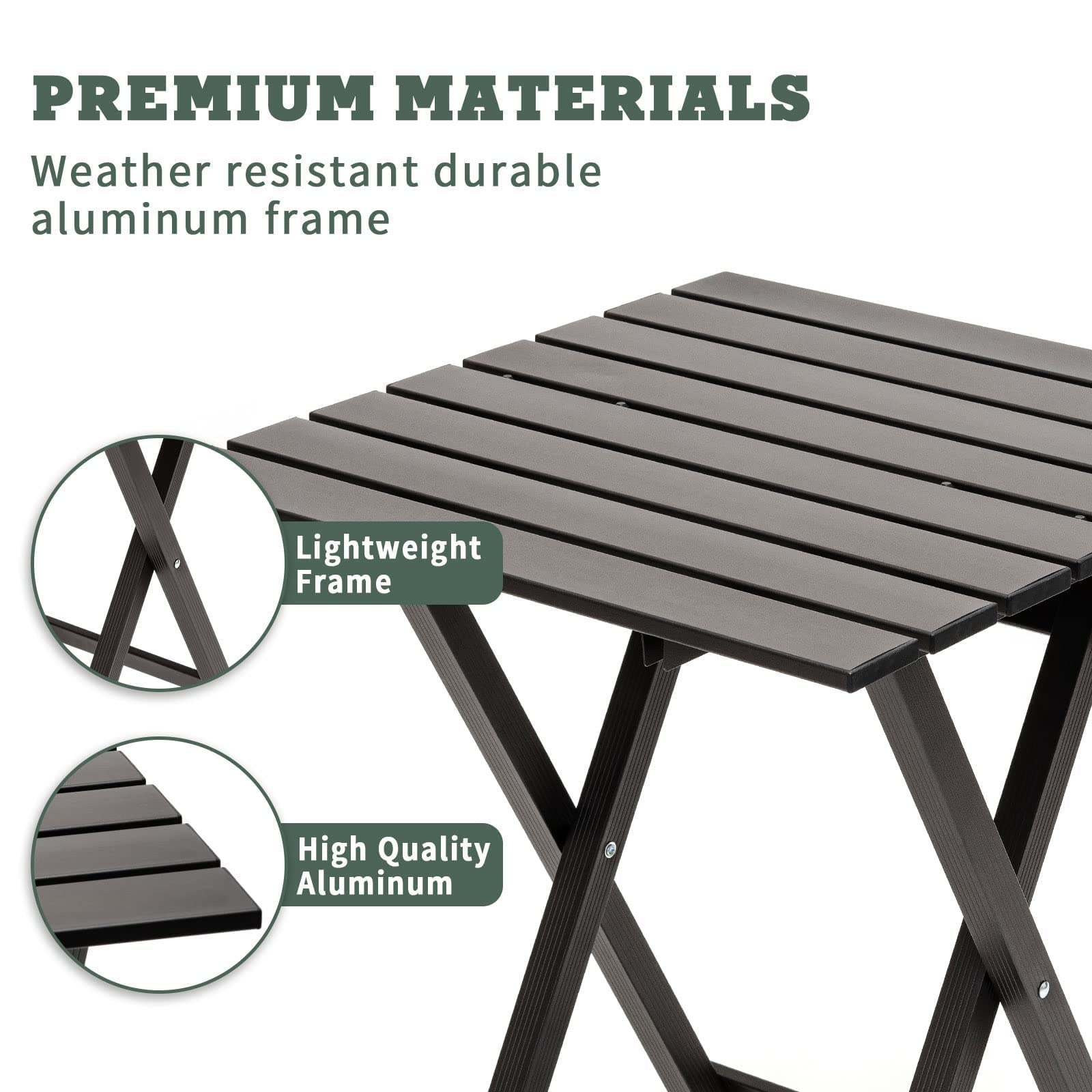 Sunnyfeel aluminum table waterproof surface, effortless cleanup after riverside meals.