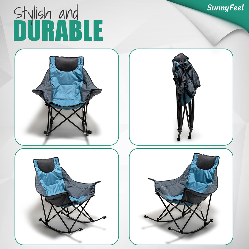 SunnyFeel foldable rocker provides convenient backyard storage when folded.