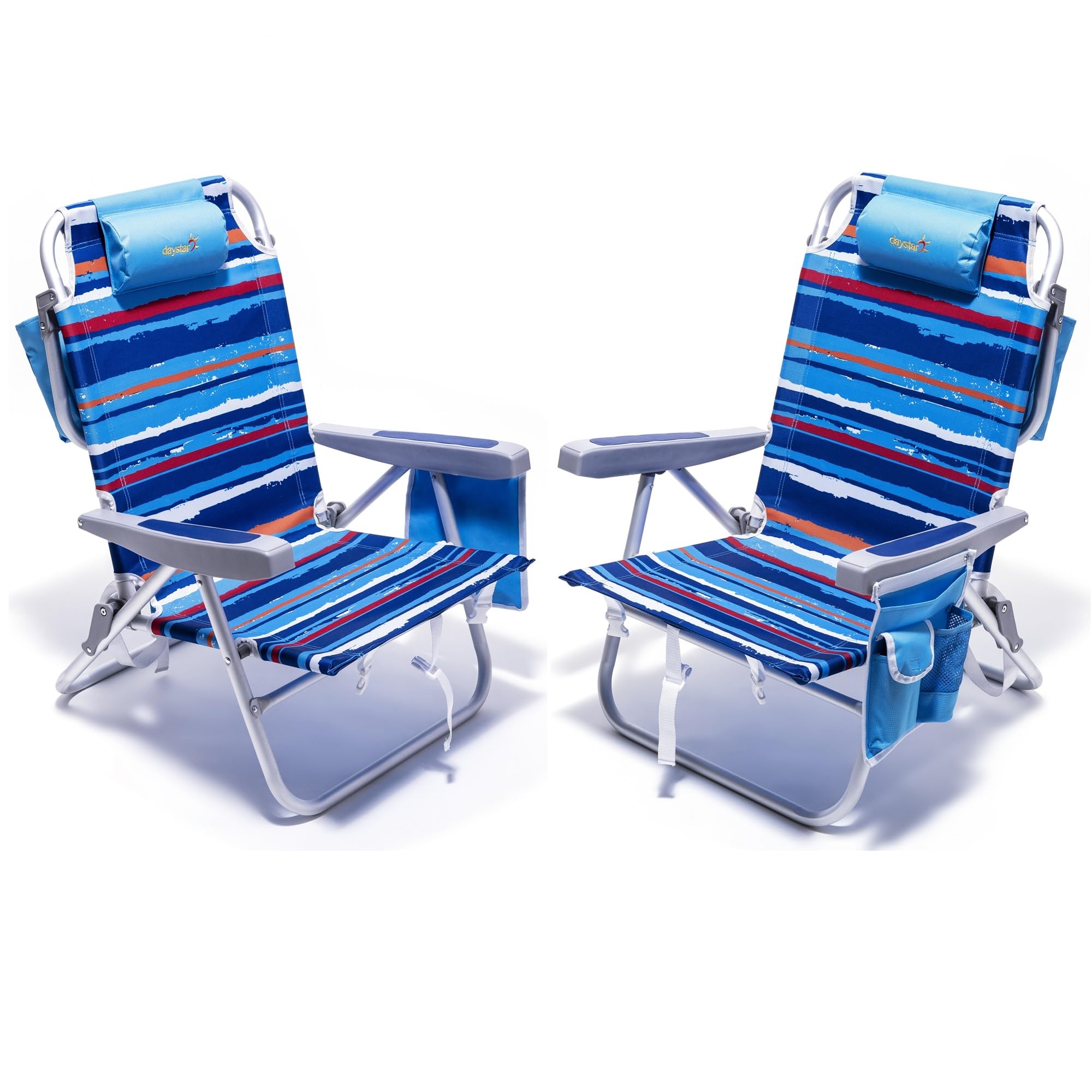 SunnyFeel beach chairs 2-pack folded for portable storage.