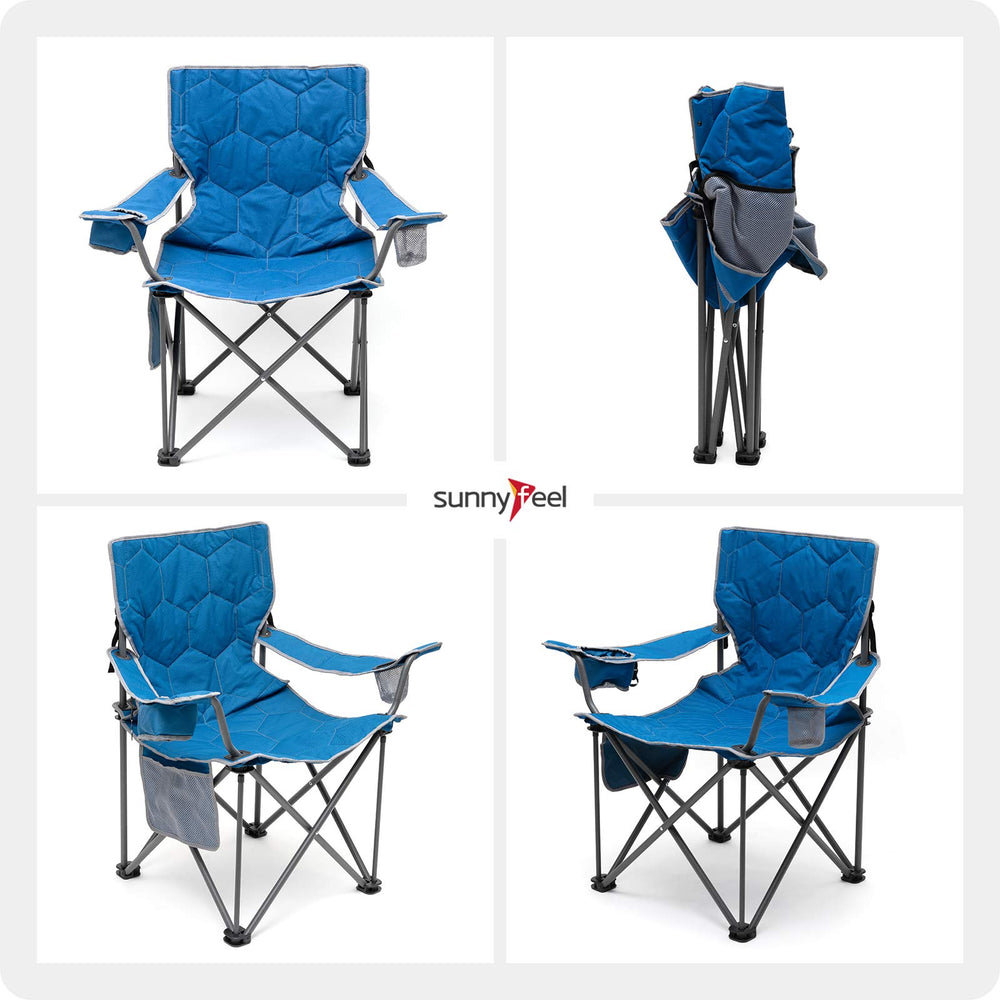 SunnyFeel chair on a beach scene in blue demonstrates versatile outdoor seating