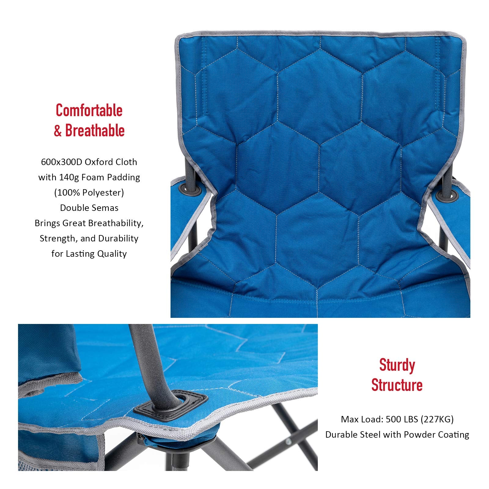 SunnyFeel padded high-back chair in blue providing breathable comfort