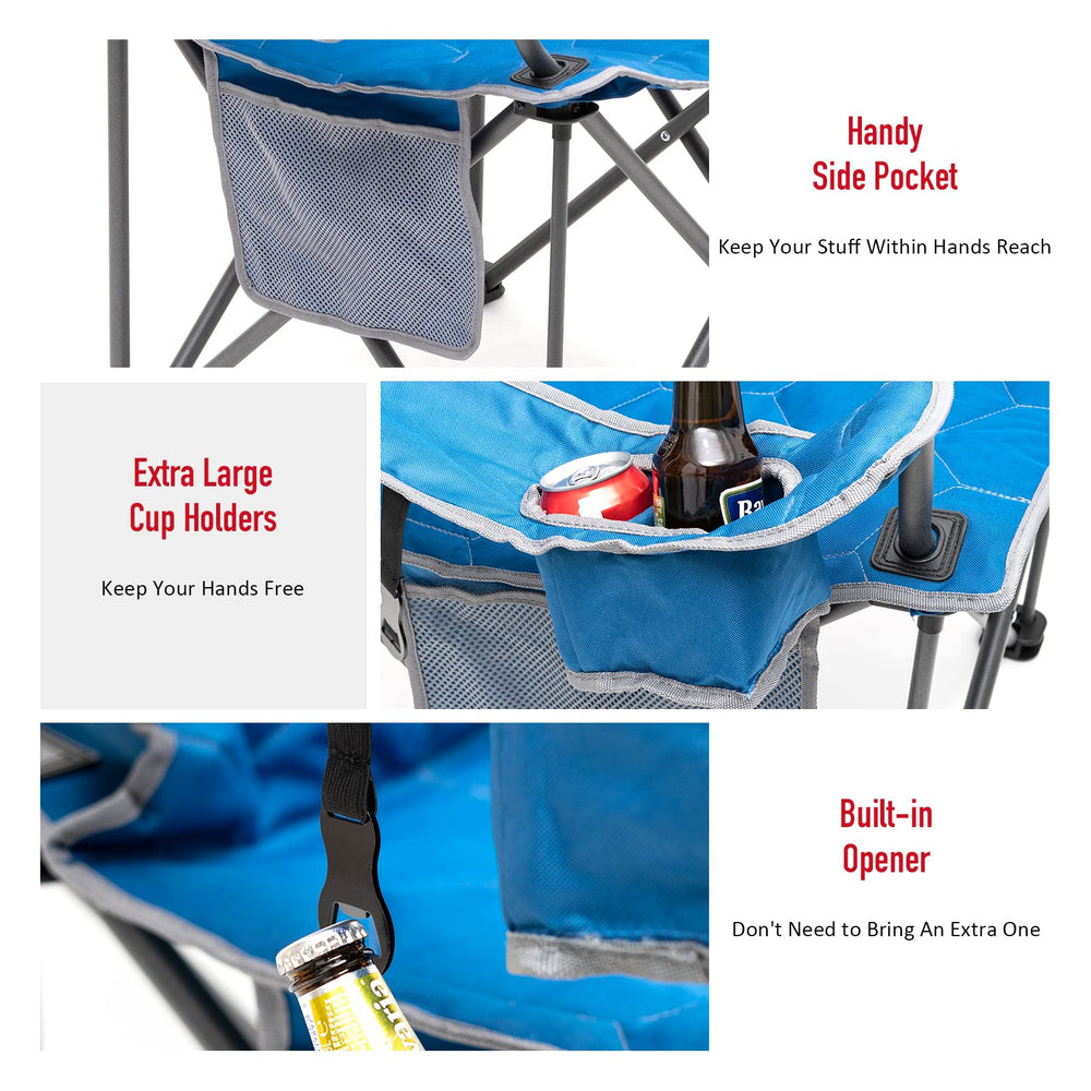 SunnyFeel steel-frame chair in blue demonstrating durability for heavy-duty seating