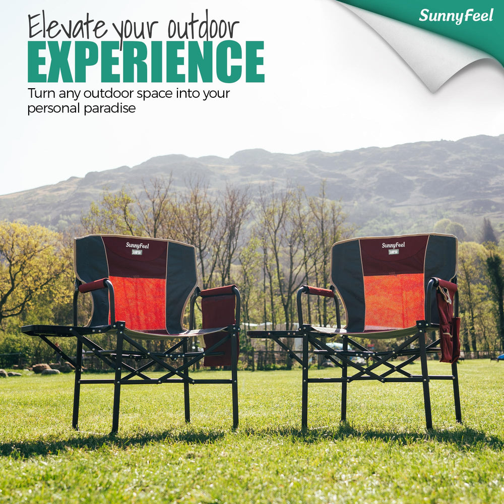 SunnyFeel Camping Directors Chair Oxford cloth and mesh provide durability and breathability