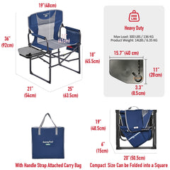 SunnyFeel Camping Directors Chair with durable steel frame supporting up to 300 lbs