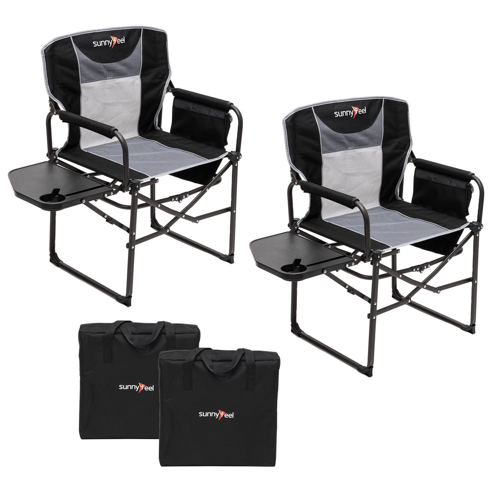 SunnyFeel camping directors chair in open setup for quick seating