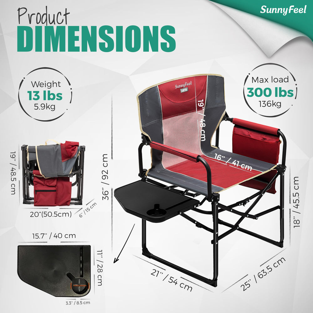 SUNNYFEEL heavy-duty chair open size ready for outdoor use.