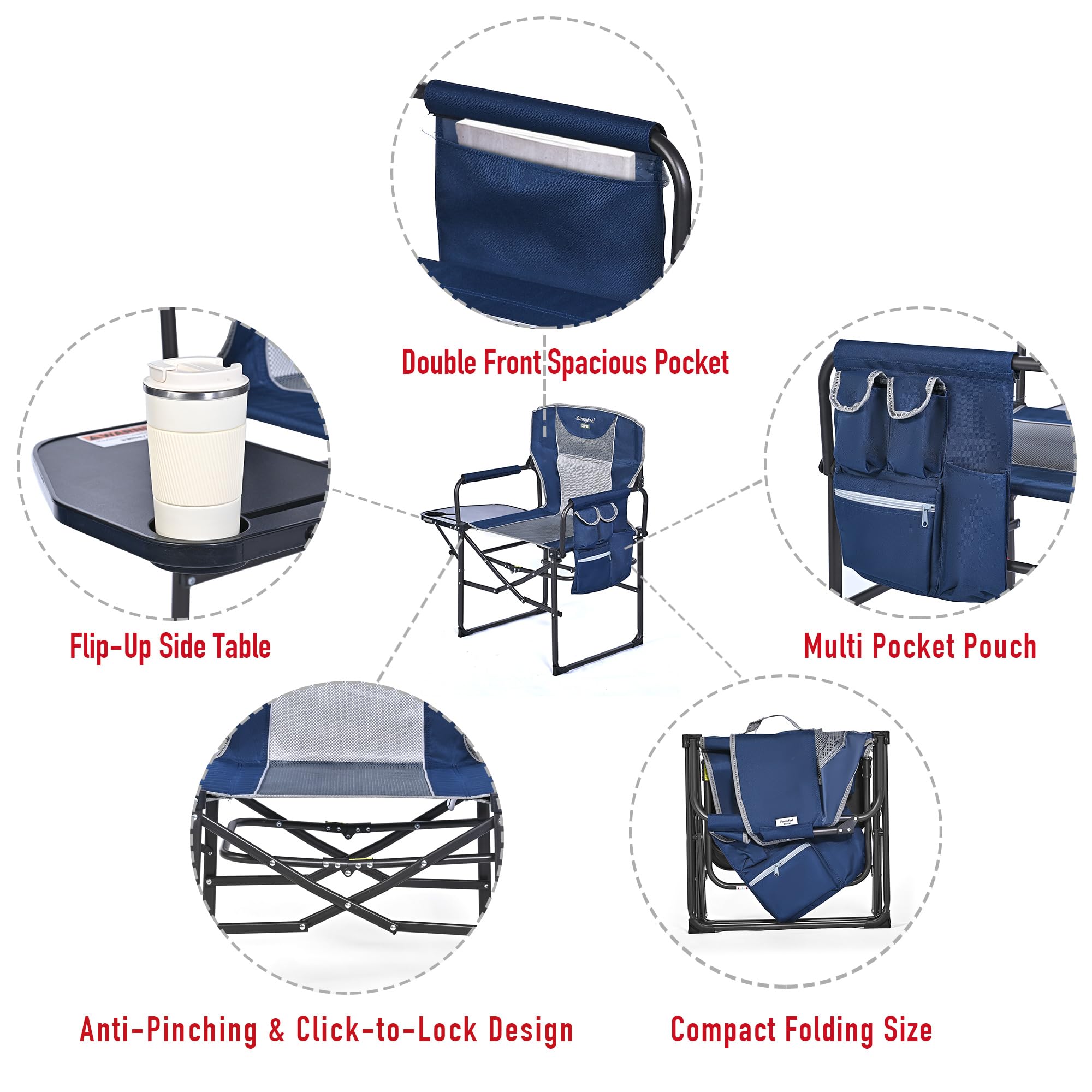 SunnyFeel Camping Directors Chair in outdoor use at beach or festival settings