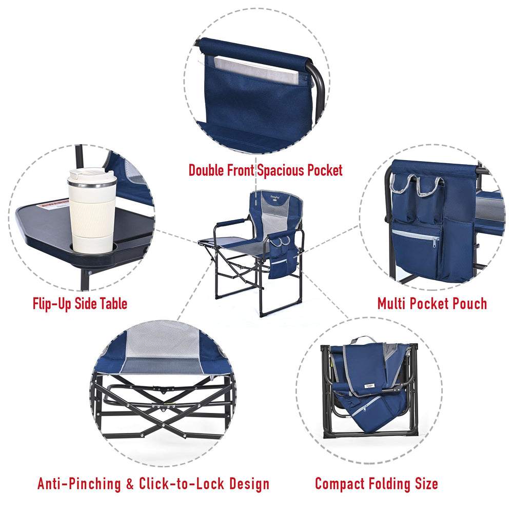 SunnyFeel Camping Directors Chair in outdoor use at beach or festival settings