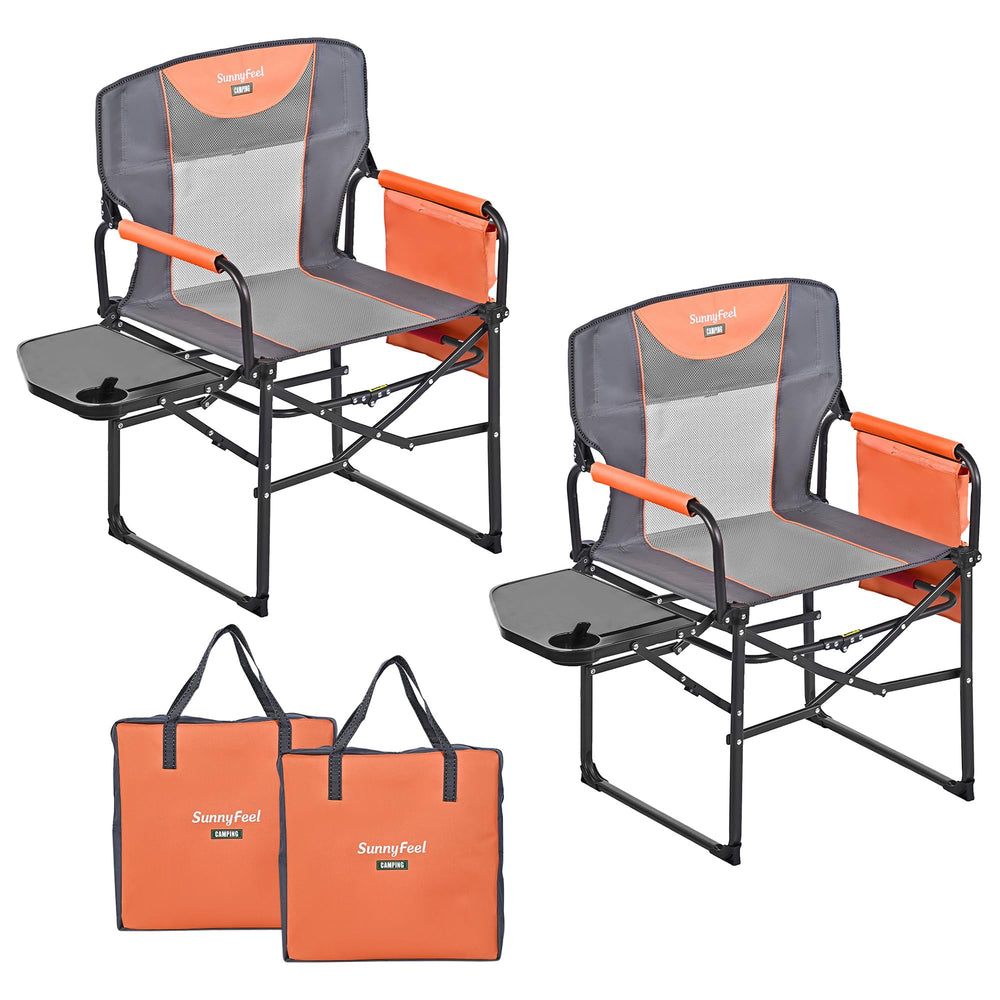 SunnyFeel camping directors chair with side table enhances outdoor seating convenience for camping and picnics.