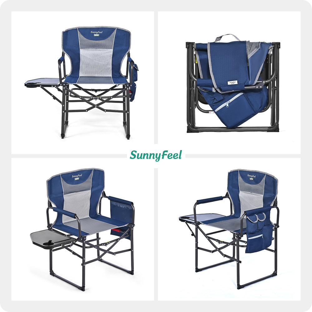 SunnyFeel Camping Directors Chair storage with multiple pockets for organized essentials