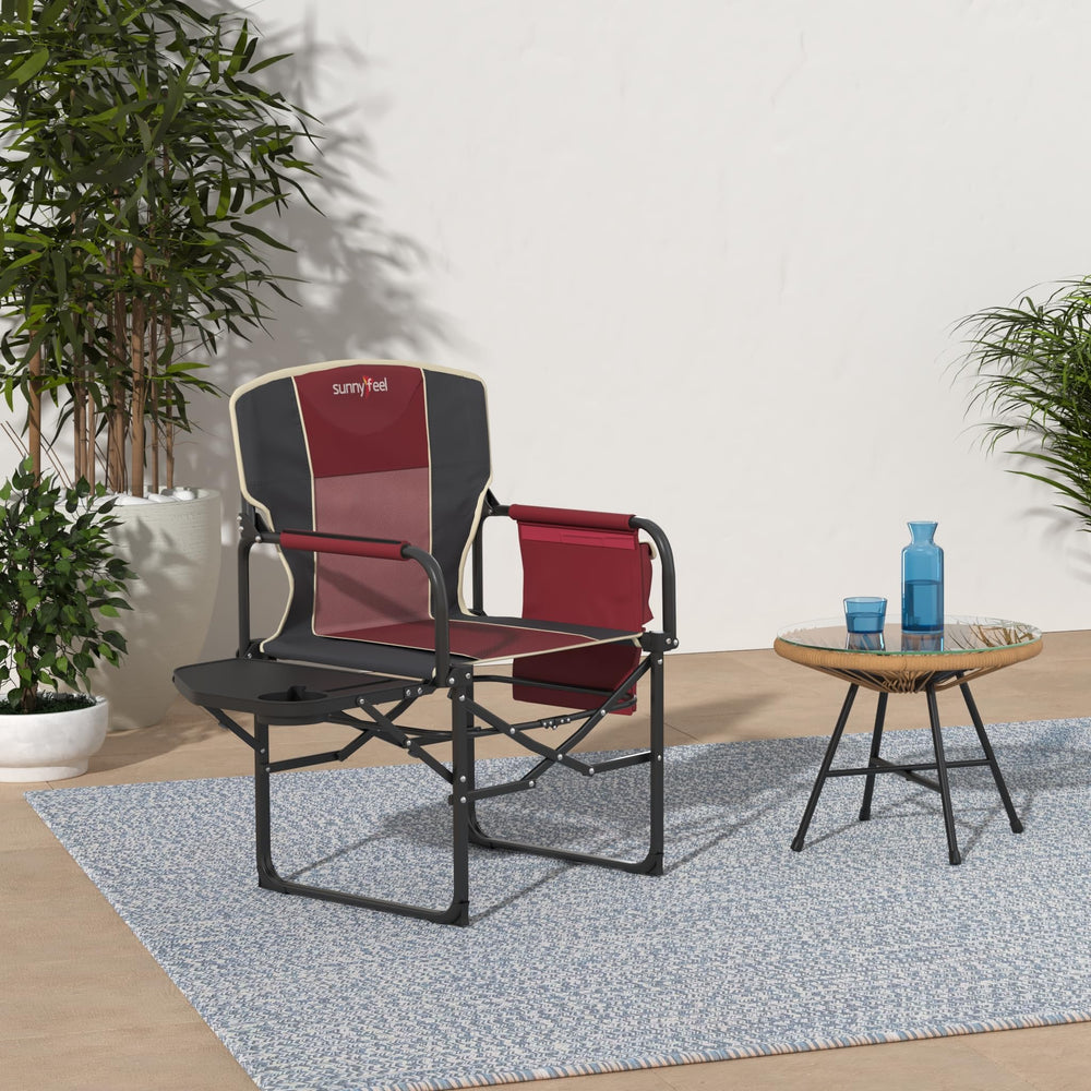 SunnyFeel Camping Directors Chair storage pockets keep essentials organized