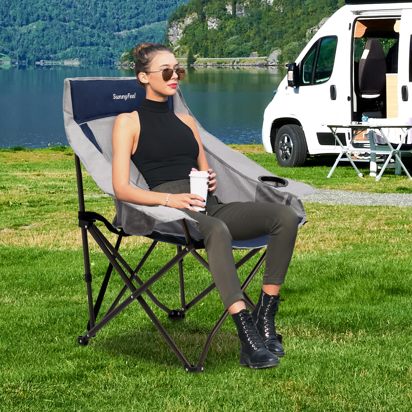 SUNNYFEEL portable chairs include carry bag for quick setup and transport.