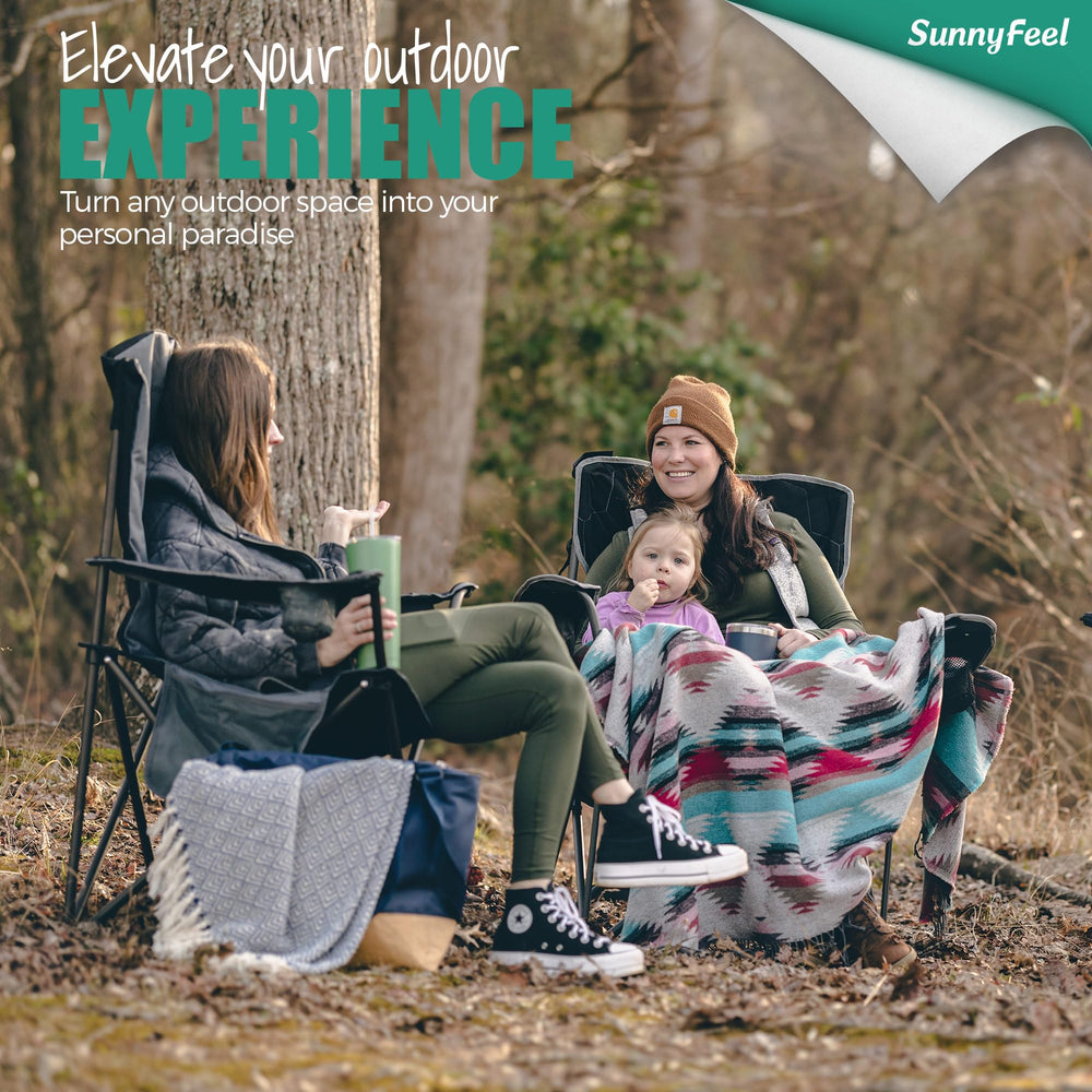 SUNNYFEEL chair with cup holders and bottle opener keeps drinks within reach.